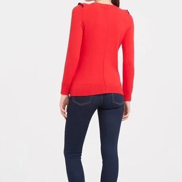 Draper James Anna Red Ruffle Cable Knit Sweater Size M - Picture 4 of 9